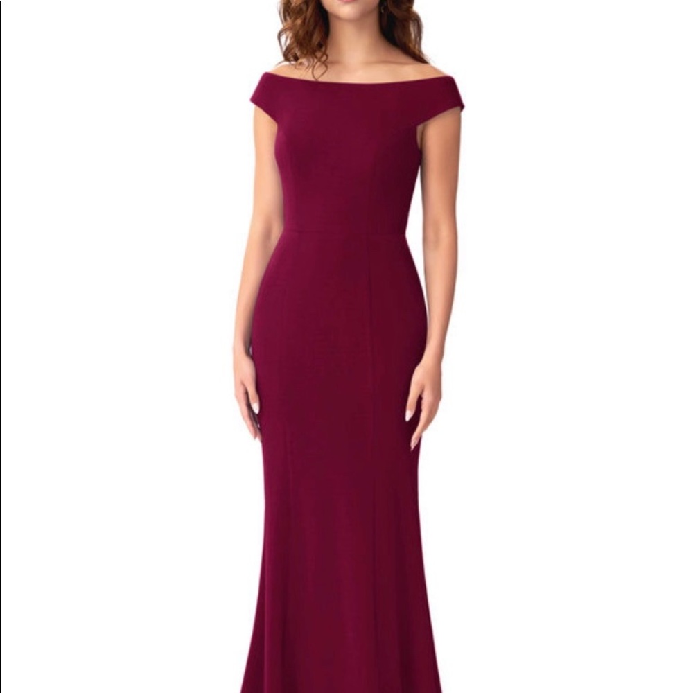 Azazie long burgundy bridesmaid dress size A8
